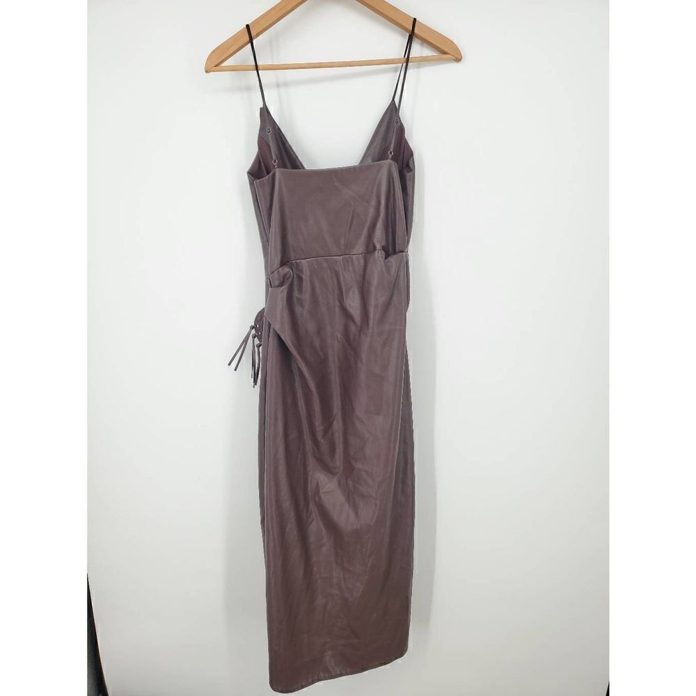 SIMKHAI Women's‎ Faux Leather Carkee Fringe Dress Brown Size 4 - Picture 8 of 9